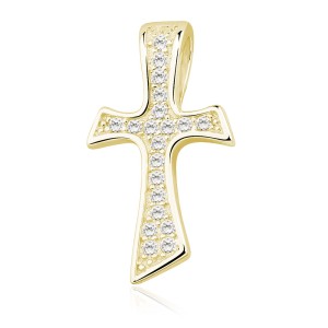 Cruciulita argint placata cu aur galben cu pietre DiAmanti Z1268CG_W-DIA (Argint 925‰ 1 g.)